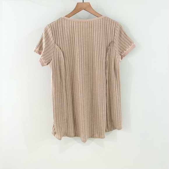NWT Emmer + Oat Short Sleeve Embroidered Top Size Tan Large - Picture 5 of 5